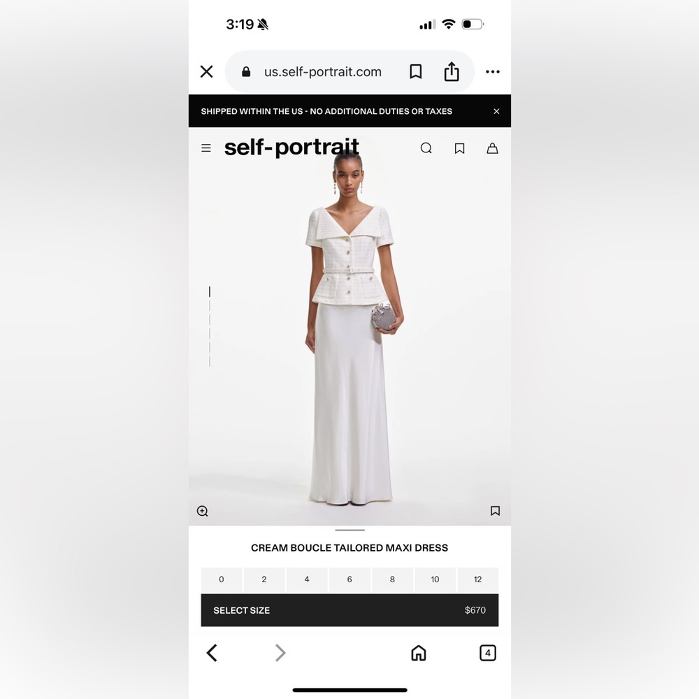 Self portrait Cream Boucle Tailored Maxi Dress
